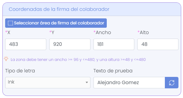 Tipo de letra de la firma