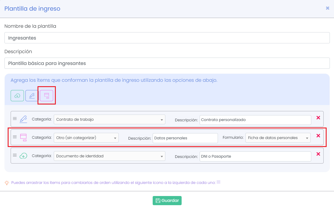 Ítem para completar formularios