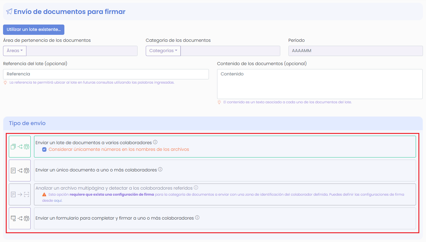 Envío de documentos
